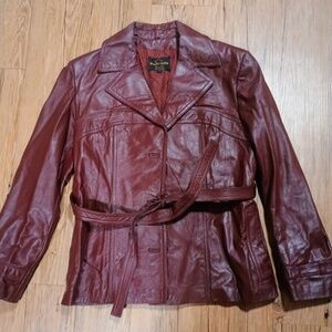 Vintage Leather Deep Burgundy Jacket
